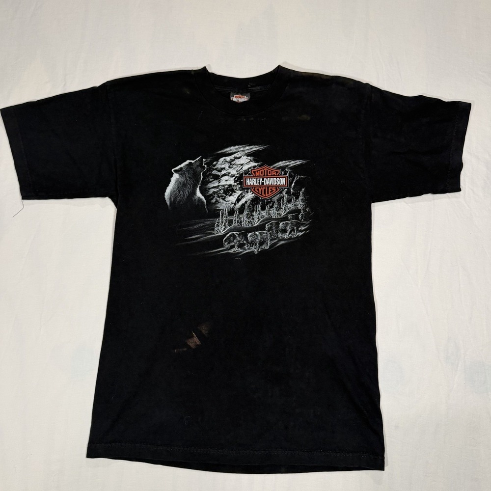 Harley-Davidson Tifton Georgia Wolf Pack  Black T-Shirt Size Medium